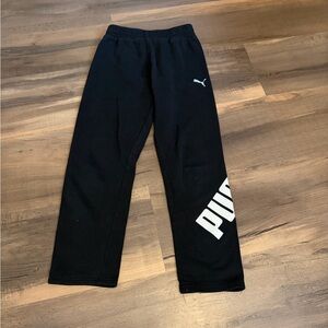 Womens Classic Puma Black Sweatpants with White Logo Size Medium